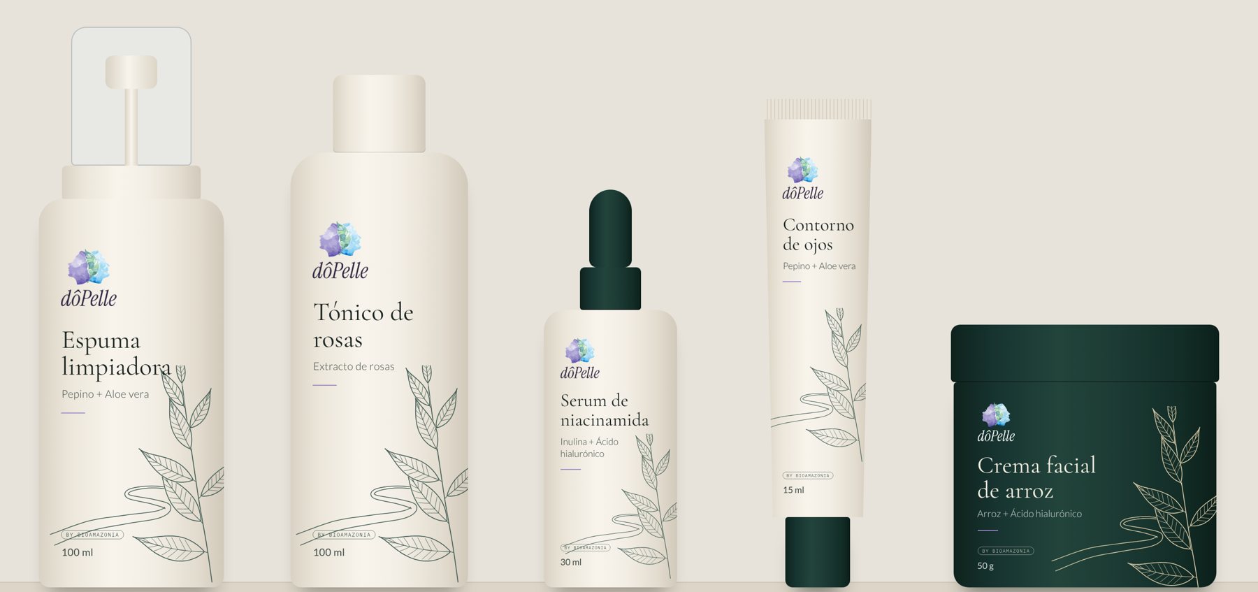 Línea dôPelle: espuma limpiadora, tónico, serum, contorno de ojos y crema facial